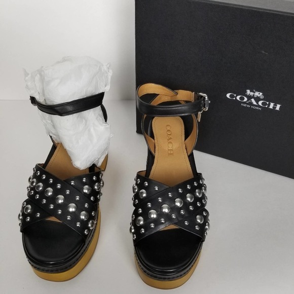Coach Astor studded black sandal clogs - Picture 3 of 9